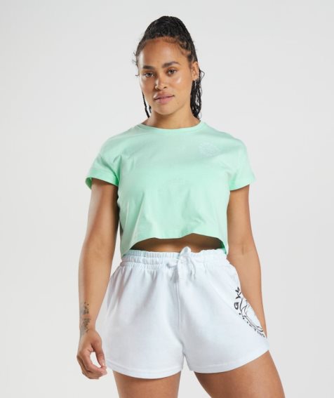 Women's Gymshark Legacy Cropped Tops Light Green | CA 831A7D